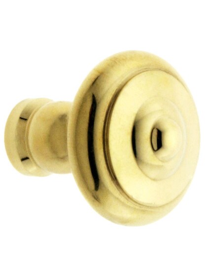 Small Mid-Century Style Cabinet Knob - 1 inch Diameter in Unlacquered Brass.